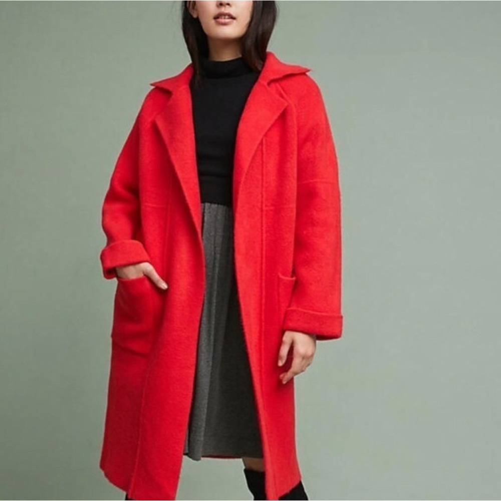 Anthropology Elliatt Red Sweater Coat